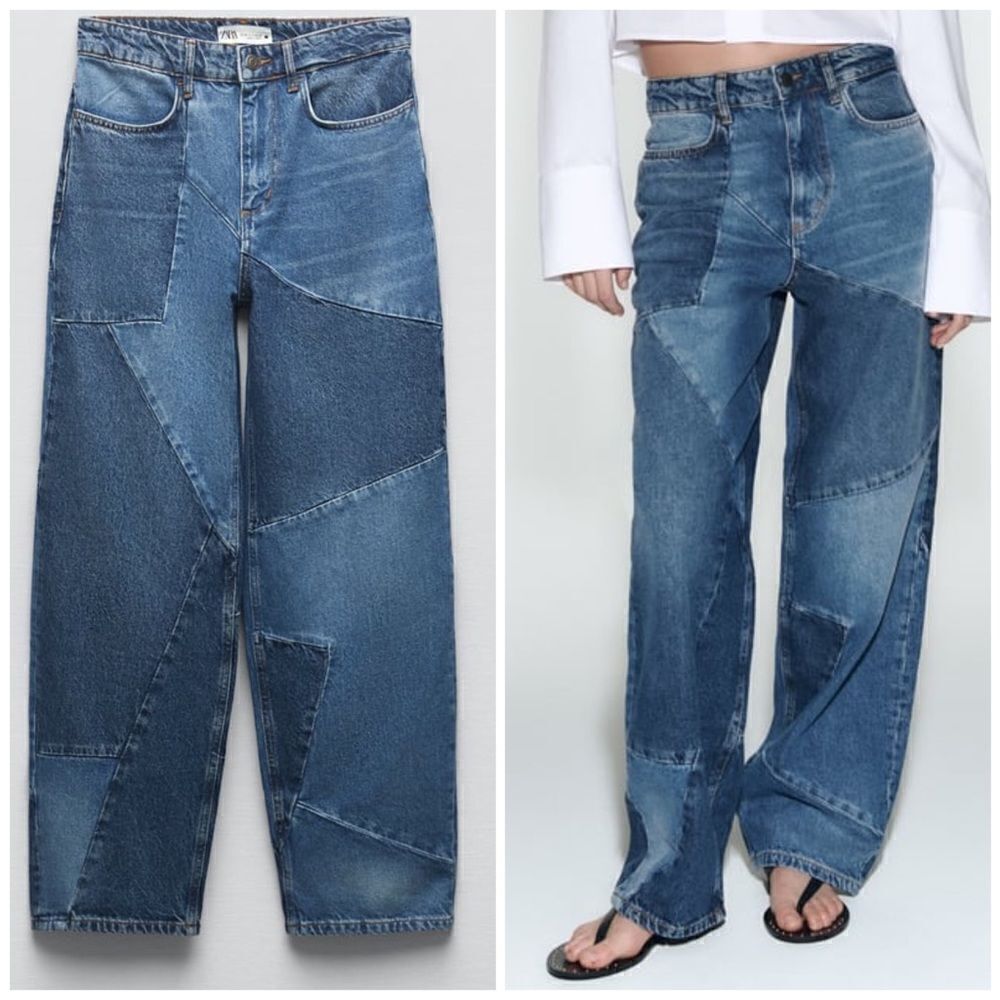 Zara ZW PATCHWORK JEANS NEW - Picture 2 of 10